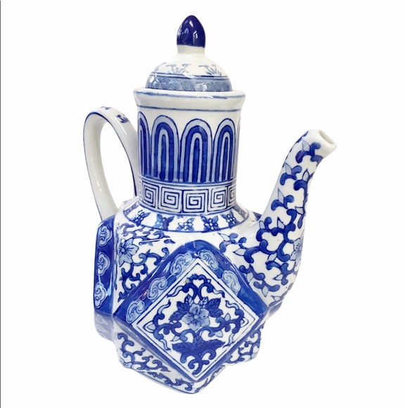 Andrea by Sadek Blue White Porcelain Tea Pot - Picture 9 of 13